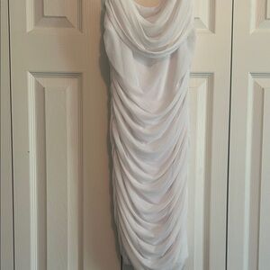 Chic White Draped Mini Dress